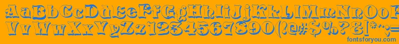 VivianShadow-Schriftart – Blaue Schriften auf orangefarbenem Hintergrund