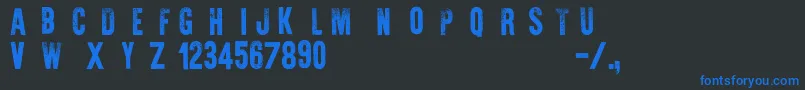 WarIsOver-Schriftart – Blaue Schriften auf schwarzem Hintergrund