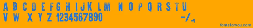 WarIsOver-Schriftart – Blaue Schriften auf orangefarbenem Hintergrund