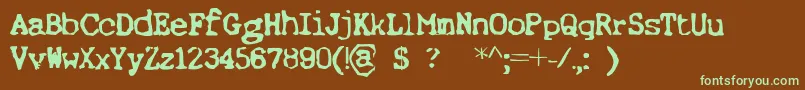 フォントErnstRegular – 緑色の文字が茶色の背景にあります。