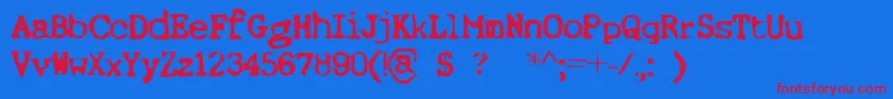 ErnstRegular-Schriftart – Rote Schriften auf blauem Hintergrund
