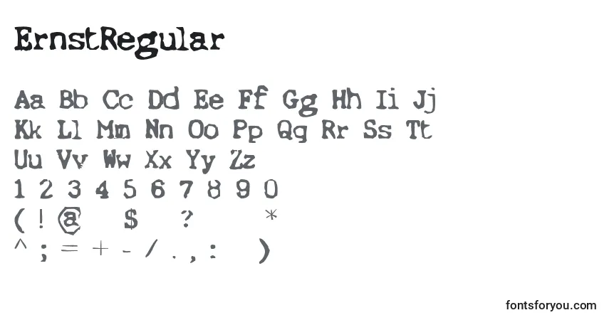 characters of ernstregular font, letter of ernstregular font, alphabet of  ernstregular font