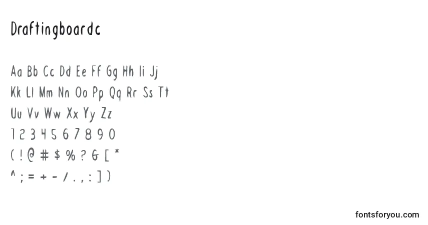 Czcionka Draftingboardc – alfabet, cyfry, specjalne znaki