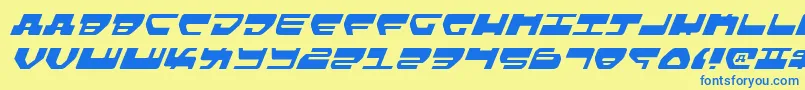 Fonte LoveladiesLightItalic – fontes azuis em um fundo amarelo