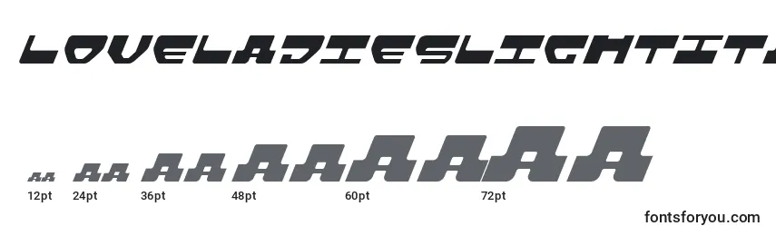 LoveladiesLightItalic Font Sizes