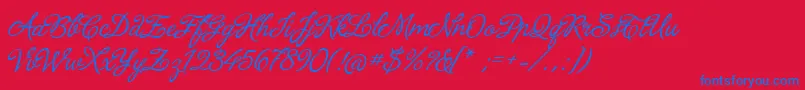 LaPorteniaDeLaRecoleta-Schriftart – Blaue Schriften auf rotem Hintergrund