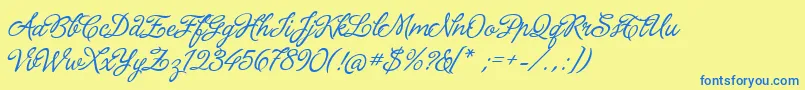 LaPorteniaDeLaRecoleta Font – Blue Fonts on Yellow Background