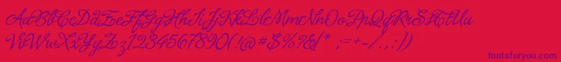 LaPorteniaDeLaRecoleta Font – Purple Fonts on Red Background