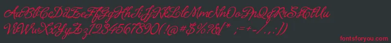 フォントLaPorteniaDeLaRecoleta – 黒い背景に赤い文字