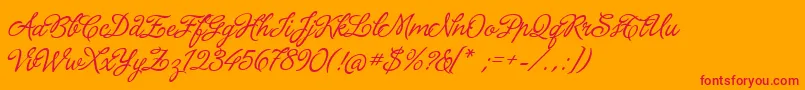 LaPorteniaDeLaRecoleta Font – Red Fonts on Orange Background