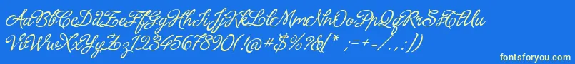 LaPorteniaDeLaRecoleta-Schriftart – Gelbe Schriften auf blauem Hintergrund