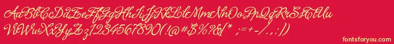 LaPorteniaDeLaRecoleta Font – Yellow Fonts on Red Background