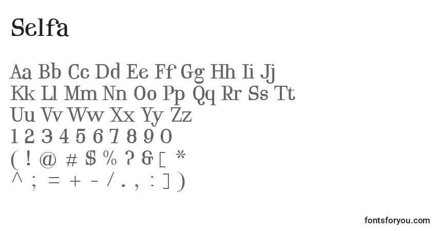 Czcionka Selfa – alfabet, cyfry, specjalne znaki