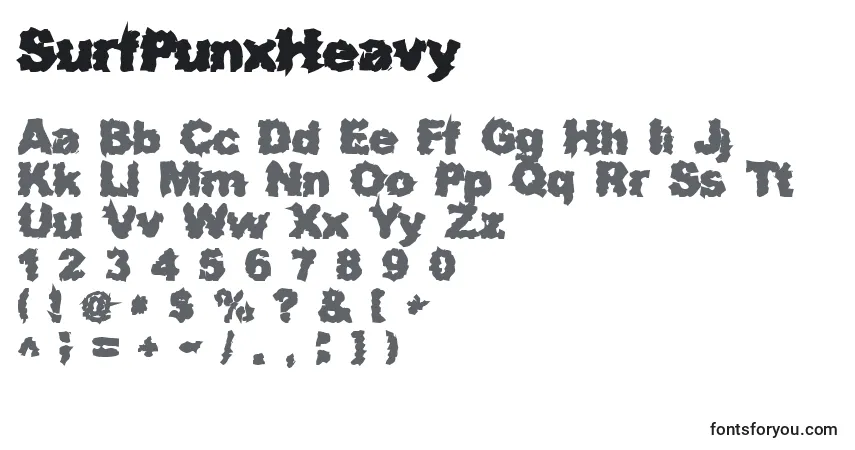 Schriftart SurfPunxHeavy – Alphabet, Zahlen, spezielle Symbole
