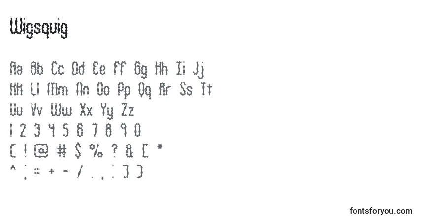 A fonte Wigsquig – alfabeto, números, caracteres especiais