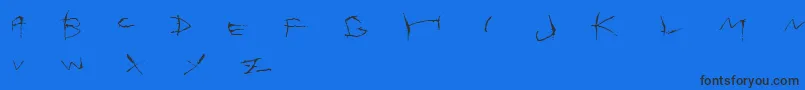Totesscript-Schriftart – Schwarze Schriften auf blauem Hintergrund