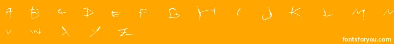 Totesscript-Schriftart – Weiße Schriften auf orangefarbenem Hintergrund