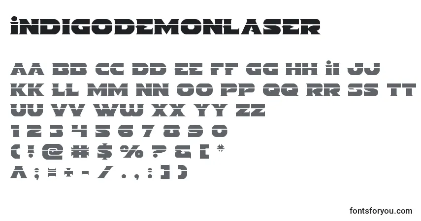 Indigodemonlaser-fontti – aakkoset, numerot, erikoismerkit
