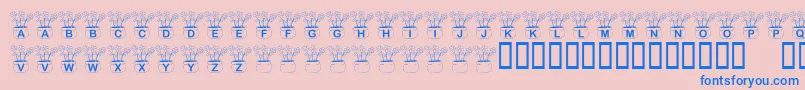 KrThreeFlowers-Schriftart – Blaue Schriften auf rosa Hintergrund