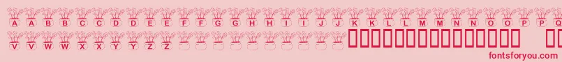 KrThreeFlowers-Schriftart – Rote Schriften auf rosa Hintergrund