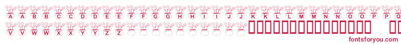 KrThreeFlowers Font – Red Fonts on White Background