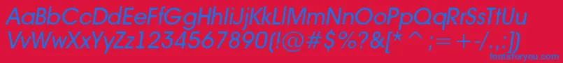 AAvantebsItalic-fontti – siniset fontit punaisella taustalla