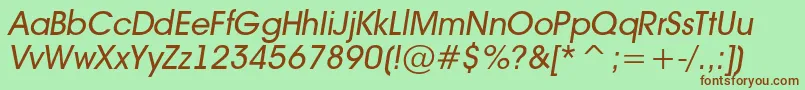 AAvantebsItalic-fontti – ruskeat fontit vihreällä taustalla