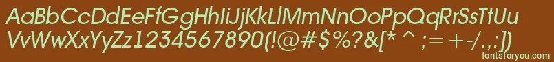 AAvantebsItalic-fontti – vihreät fontit ruskealla taustalla