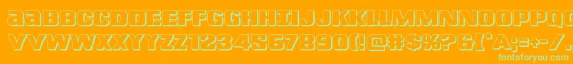 Lefthandluke3D-Schriftart – Grüne Schriften auf orangefarbenem Hintergrund
