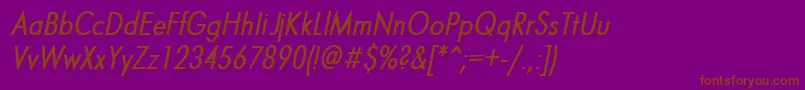 FuturaNarrowBolditalic Font – Brown Fonts on Purple Background