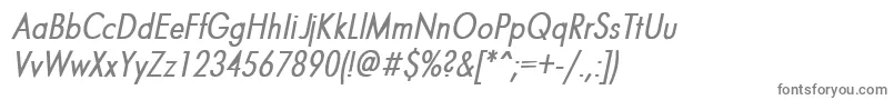 FuturaNarrowBolditalic-fontti – harmaat kirjasimet valkoisella taustalla