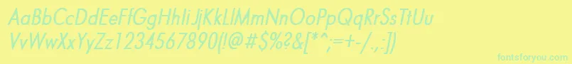 Czcionka FuturaNarrowBolditalic – zielone czcionki na żółtym tle
