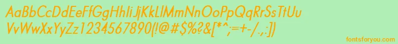 FuturaNarrowBolditalic Font – Orange Fonts on Green Background