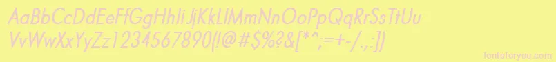 FuturaNarrowBolditalic Font – Pink Fonts on Yellow Background