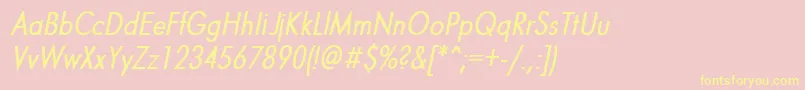 FuturaNarrowBolditalic-Schriftart – Gelbe Schriften auf rosa Hintergrund