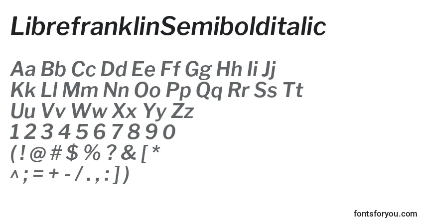 Шрифт LibrefranklinSemibolditalic – алфавит, цифры, специальные символы