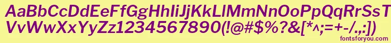 LibrefranklinSemibolditalic-Schriftart – Violette Schriften auf gelbem Hintergrund