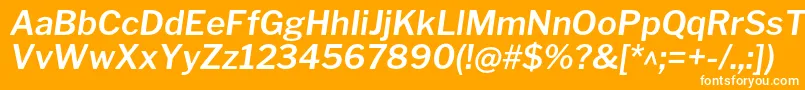Fonte LibrefranklinSemibolditalic – fontes brancas em um fundo laranja