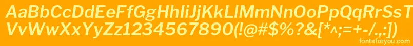 LibrefranklinSemibolditalic-Schriftart – Gelbe Schriften auf orangefarbenem Hintergrund