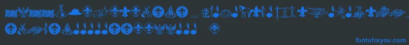 FtfIndonesianaScout-Schriftart – Blaue Schriften auf schwarzem Hintergrund