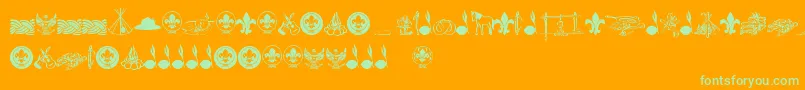 Шрифт FtfIndonesianaScout – зелёные шрифты на оранжевом фоне