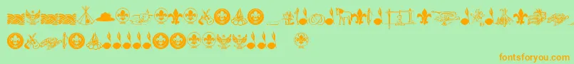 FtfIndonesianaScout Font – Orange Fonts on Green Background