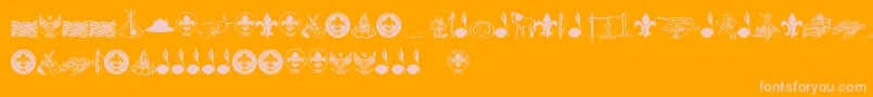 FtfIndonesianaScout-fontti – vaaleanpunaiset fontit oranssilla taustalla