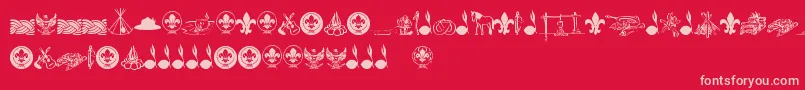 FtfIndonesianaScout-Schriftart – Rosa Schriften auf rotem Hintergrund