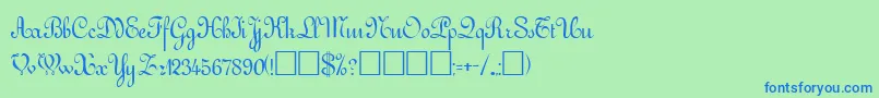 フォントGessele ffy – 青い文字は緑の背景です。