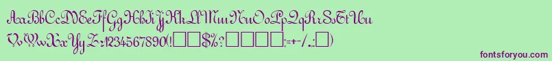 Gessele ffy-Schriftart – Violette Schriften auf grünem Hintergrund