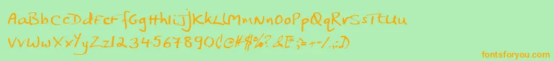 JpHandStraight Font – Orange Fonts on Green Background