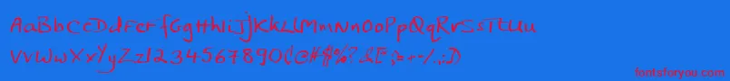 JpHandStraight Font – Red Fonts on Blue Background