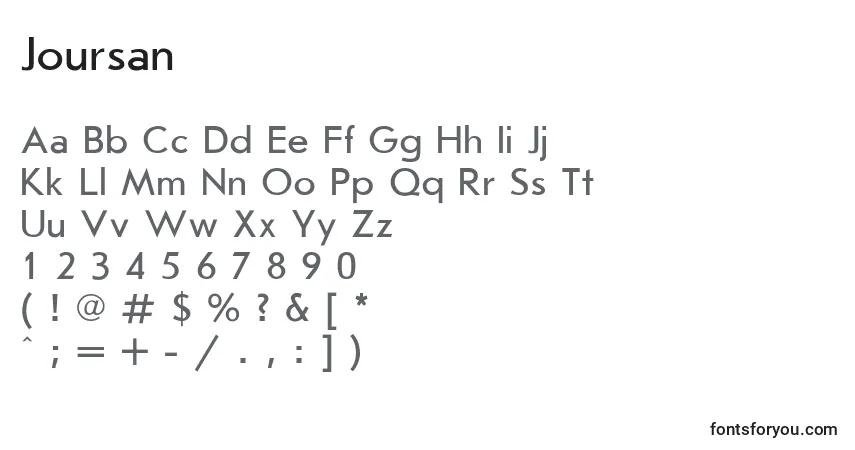 Czcionka Joursan – alfabet, cyfry, specjalne znaki
