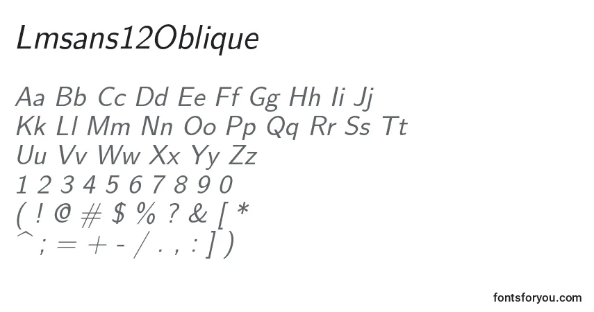 Шрифт Lmsans12Oblique – алфавит, цифры, специальные символы